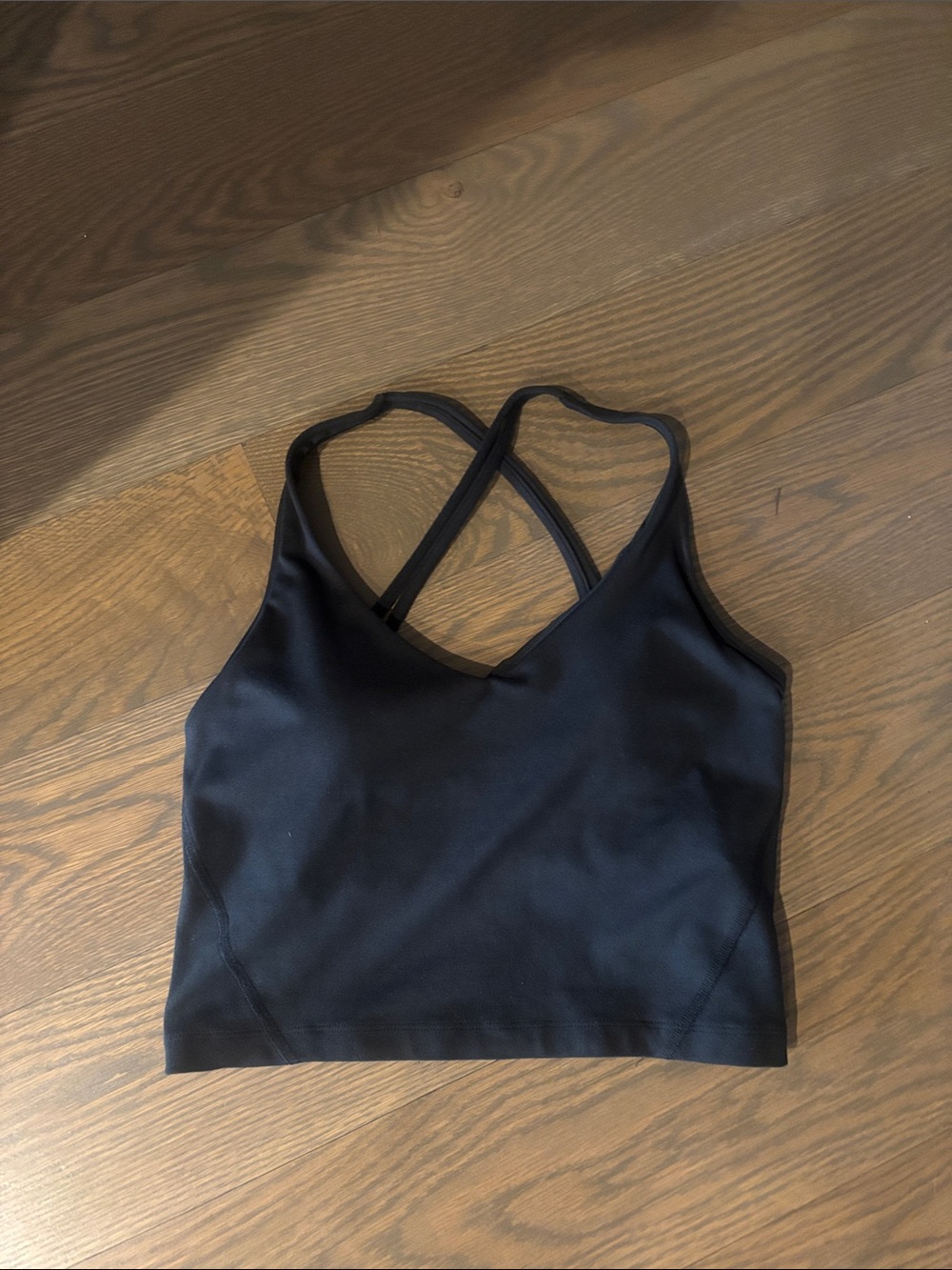 Gilly Hicks Medium Black Strappy Longline Sports Bra with built in bra